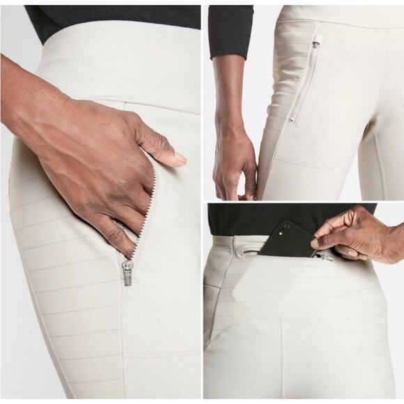 Athleta Peak Hybrid Fleece Tight Legging in Birch Gray. Size Small - Picture 2 of 9